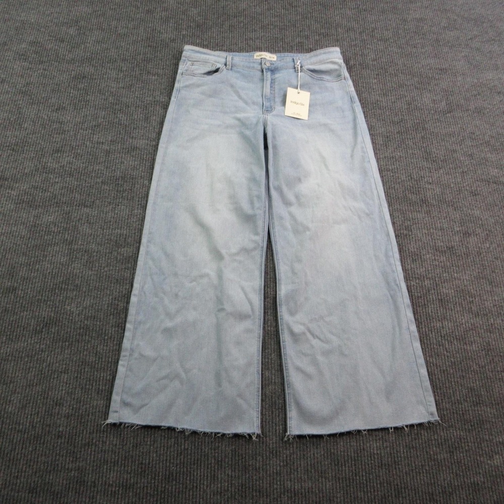 Indigo Six Jeans Womens 14 Blue Wide-Leg Slim High Rise Scissor Cut 35x29.5* NWT